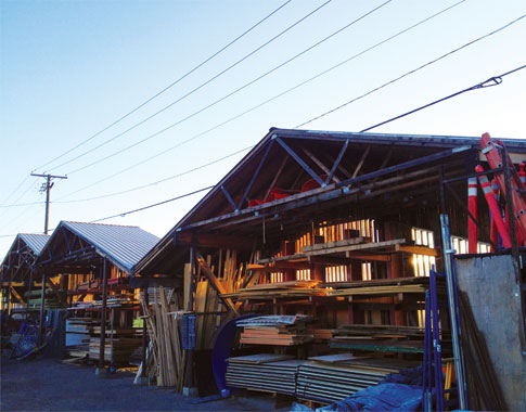 Materials stacked inside the Home ReSource fence