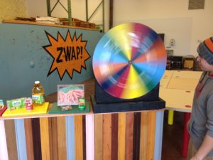 Robert spins the Wheel of Zero, one of our ZWAP! games